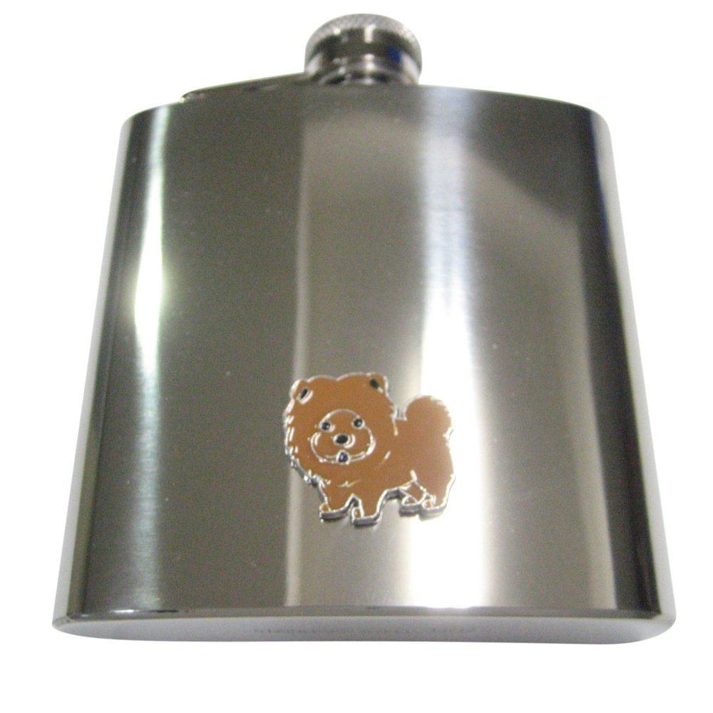 Brown Toned Chow Chow Dog 6oz Flask